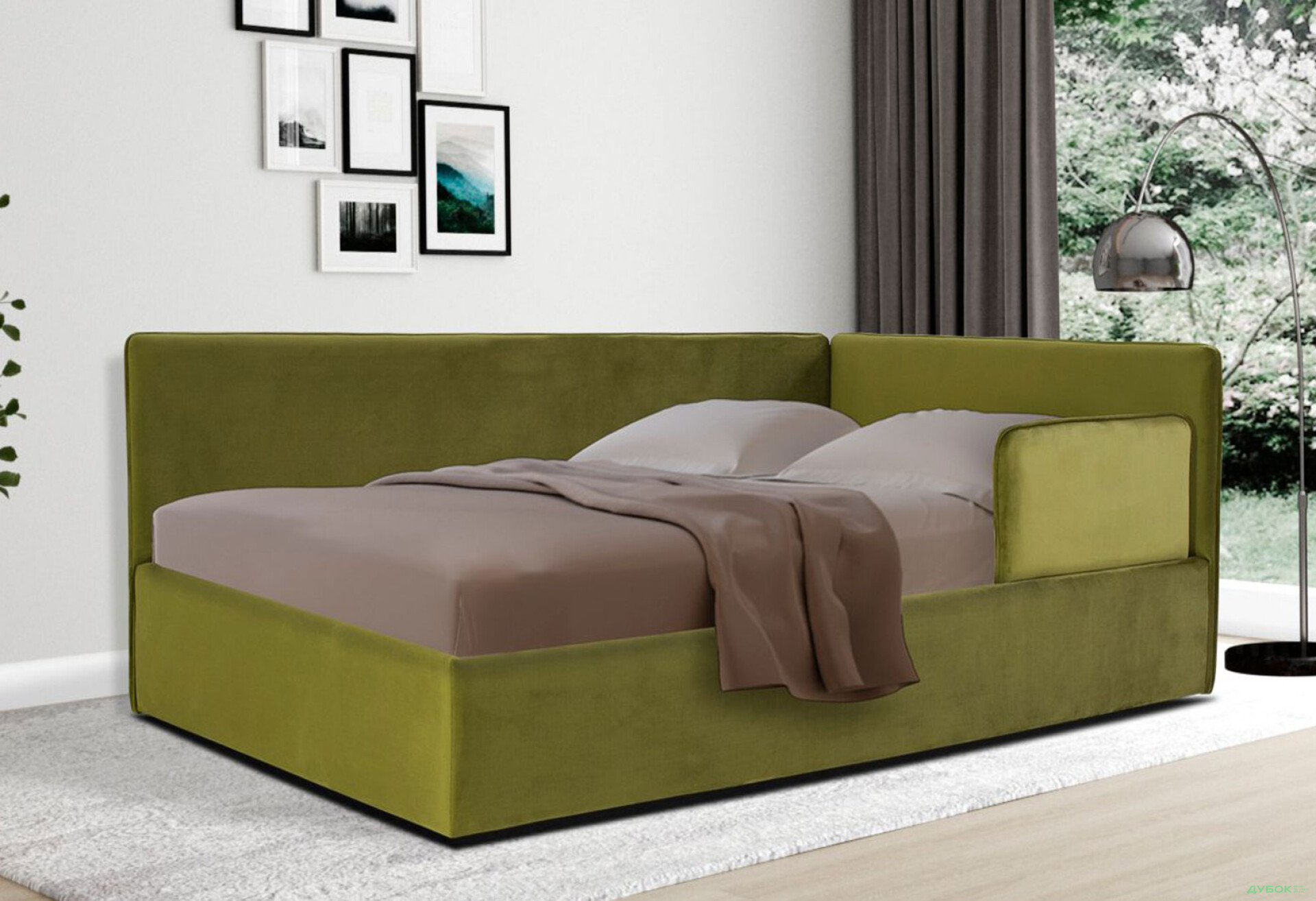 Фото 2 - Ліжко Eurosof Лілу 90х200 см з нішею та металопідйомником + бортик
