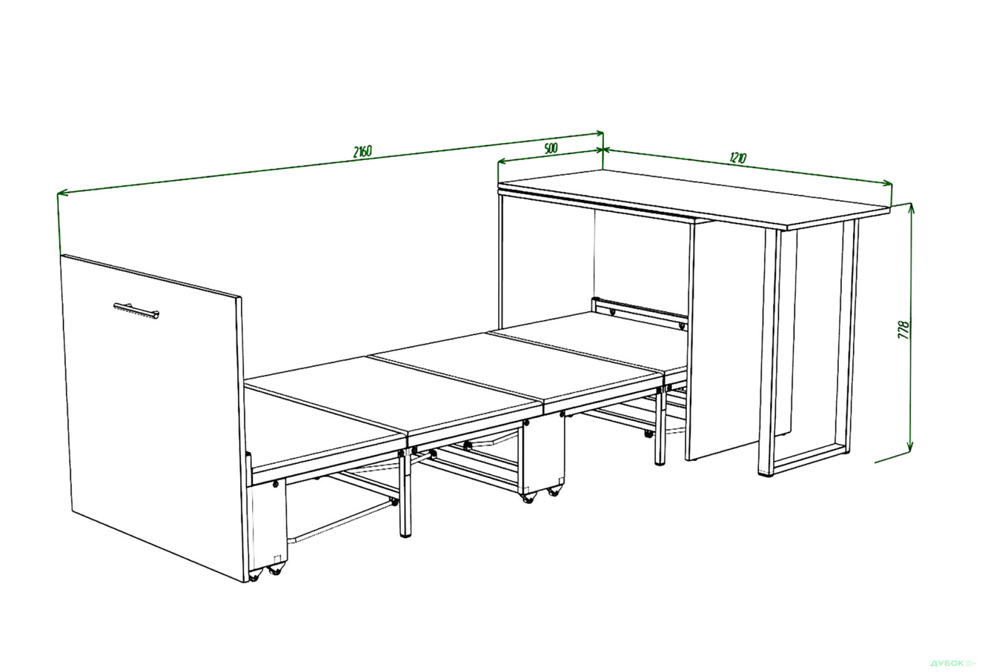 Фото 4 - Кровать-трансформер Knap Knap Sirim / Сирим-D (3 в 1) 80х200 см со столом, белый