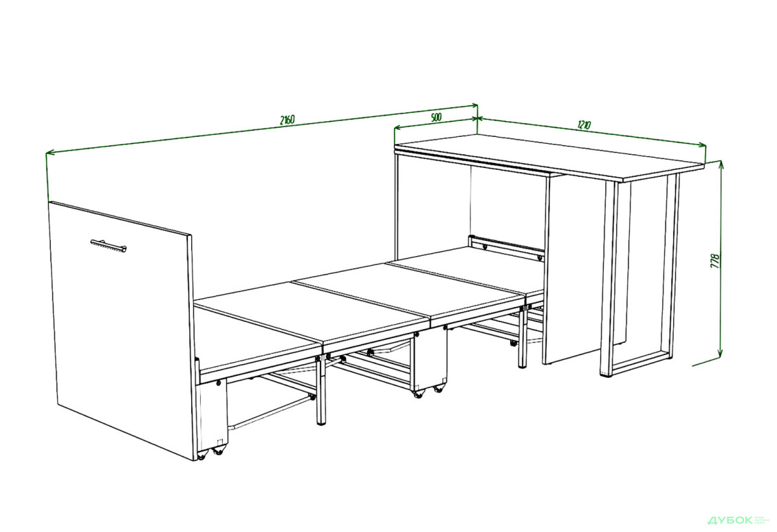 Изображение 4 - Кровать-трансформер Knap Knap Sirim / Сирим-D (3 в 1) 80х200 см со столом, белый