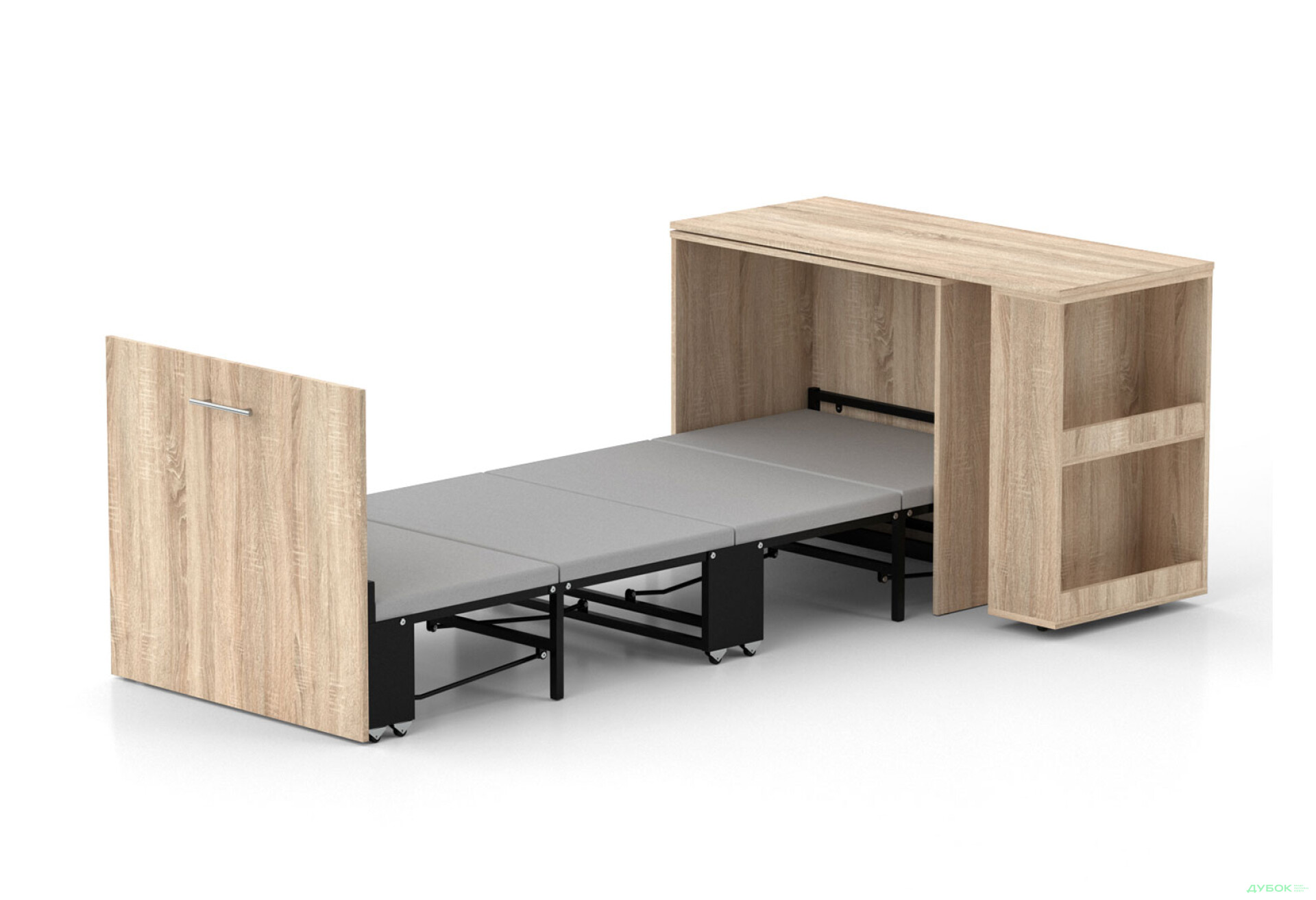 Фото 1 - Ліжко-трансформер Knap Knap Sirim / Сірім-C1 (4 в 1) 80х200 см зі столом та полицями, дуб сонома