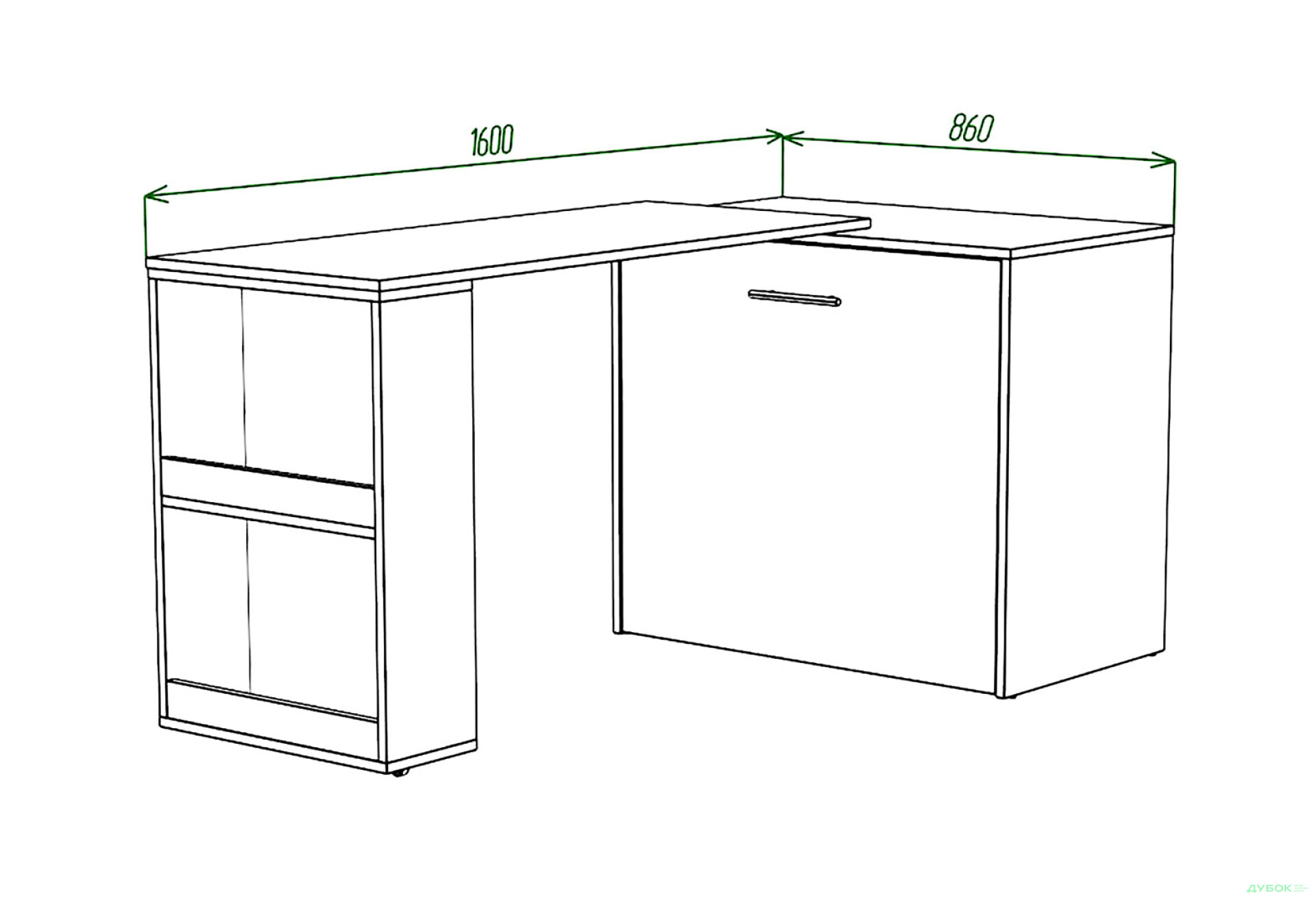 Фото 6 - Ліжко-трансформер Knap Knap Sirim / Сірім-C1 (4 в 1) 80х200 см зі столом та полицями, дуб сонома