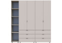 Зображення 2 - Шафа Doros Гелар 2+2 ДСП 4-дверна з 6 шухлядами та етажеркою 193 см Кашемір