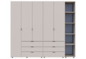 Зображення 2 - Шафа Doros Гелар ДСП 2- та 3-дверна з шухлядами та етажеркою 232 см Кашемір