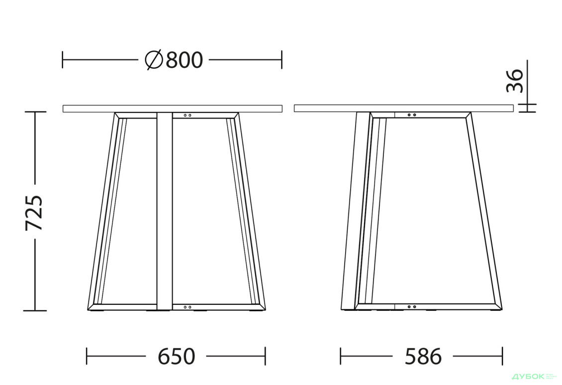Зображення 3 - Стіл обідній Новий Стиль Calipso black (36) D800 80x80 см, береза полярна