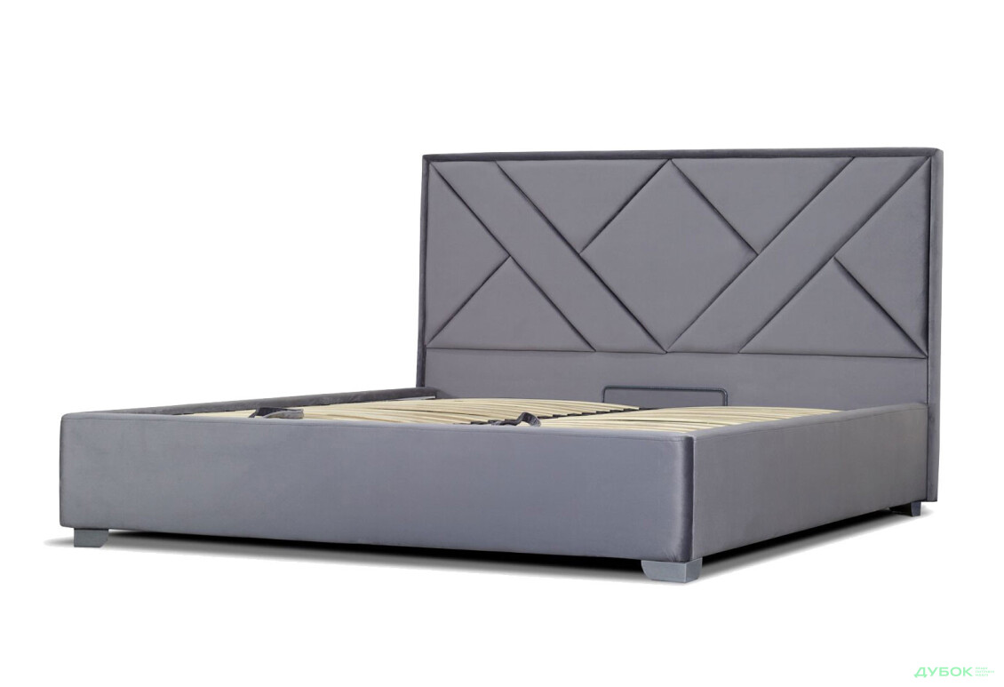 Ліжко Eurosof Олівія 160х200 см з нішею та металопідйомником, сірий