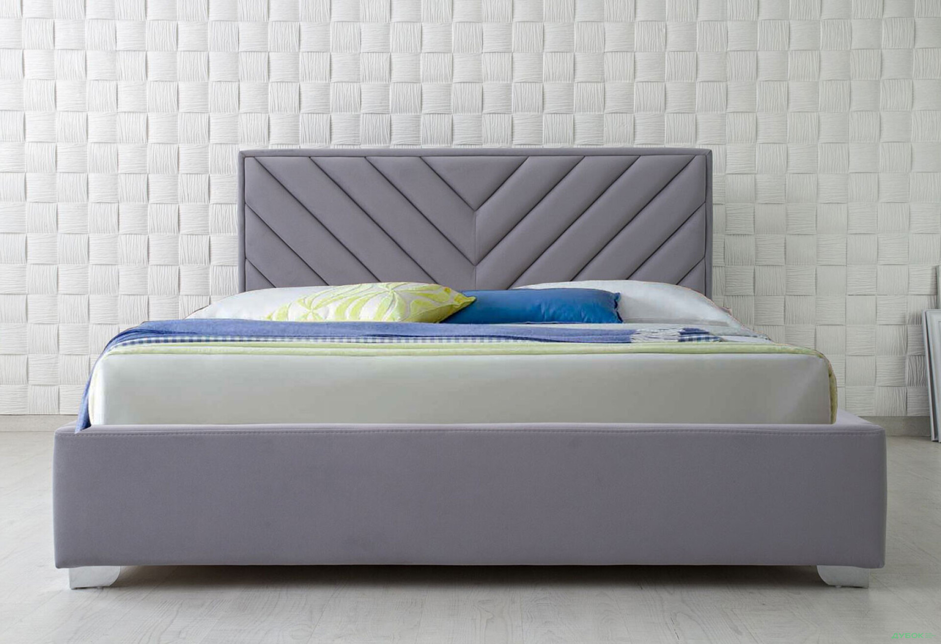 Зображення 4 - Ліжко Eurosof Тіффані 160х200 см з нішею та металопідйомником, сірий