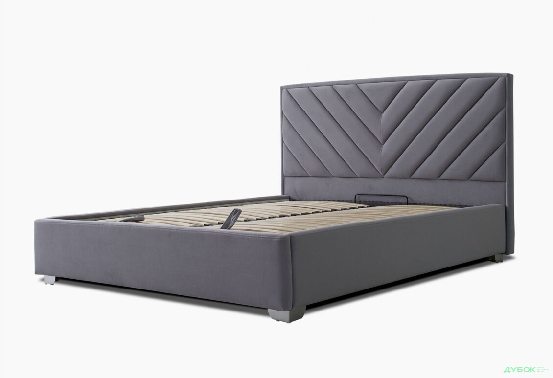 Ліжко Eurosof Тіффані 160х200 см з нішею та металопідйомником, сірий