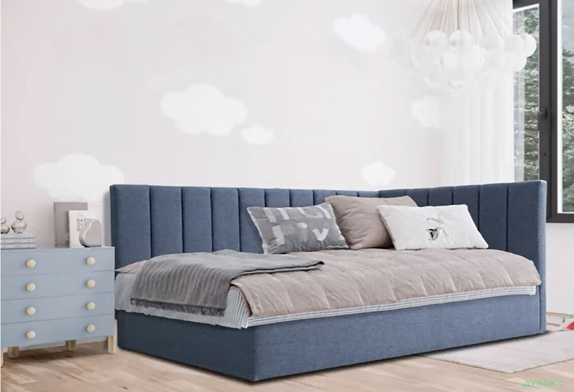 Зображення 2 - Ліжко Eurosof Софі 90х200 см з нішею та металопідйомником, синій