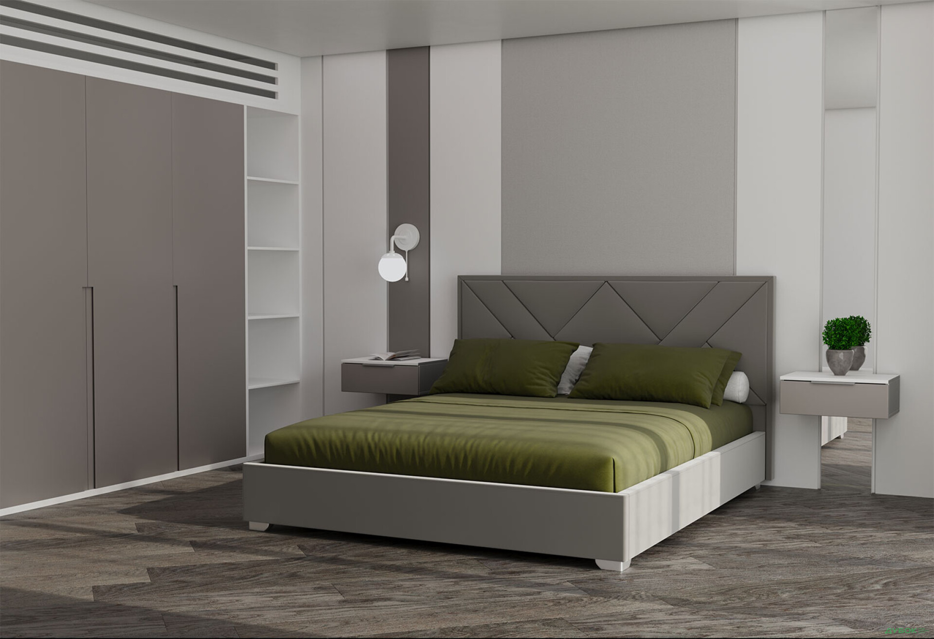 Фото 2 - Ліжко Eurosof Олівія 180х200 см з нішею та металопідйомником Артекс Allure Taupe