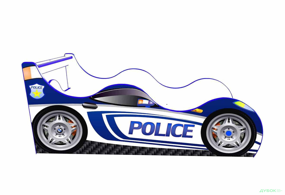 кровать машина полиция синяя
